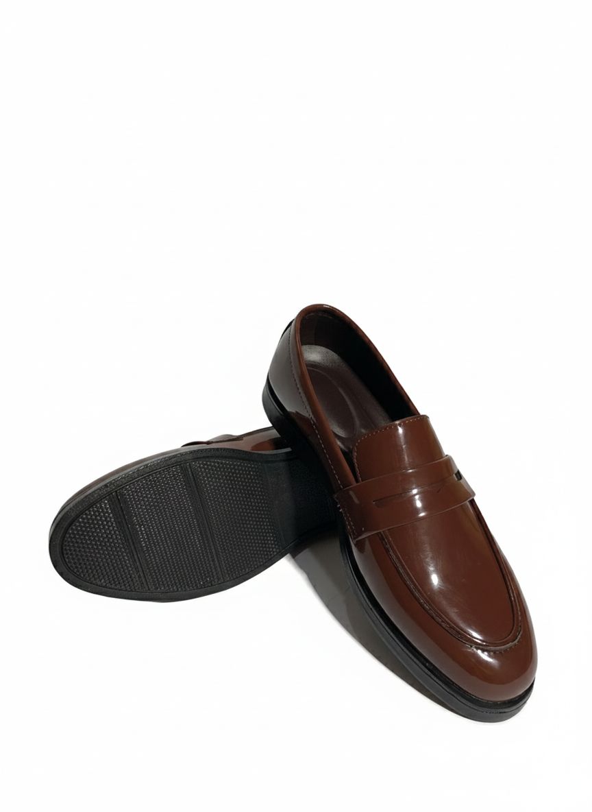 BROWN PATENT MEDICATED LOAFER