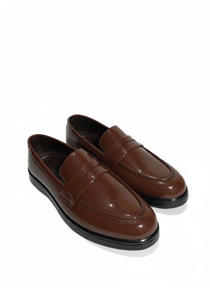 BROWN PATENT MEDICATED LOAFER